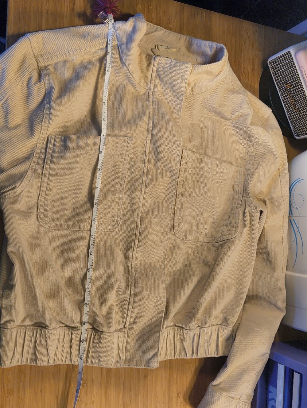 Pact Organic Cotton Corduroy Cropped Bomber Utility Jacket Beige - Size M - Picture 13 of 14